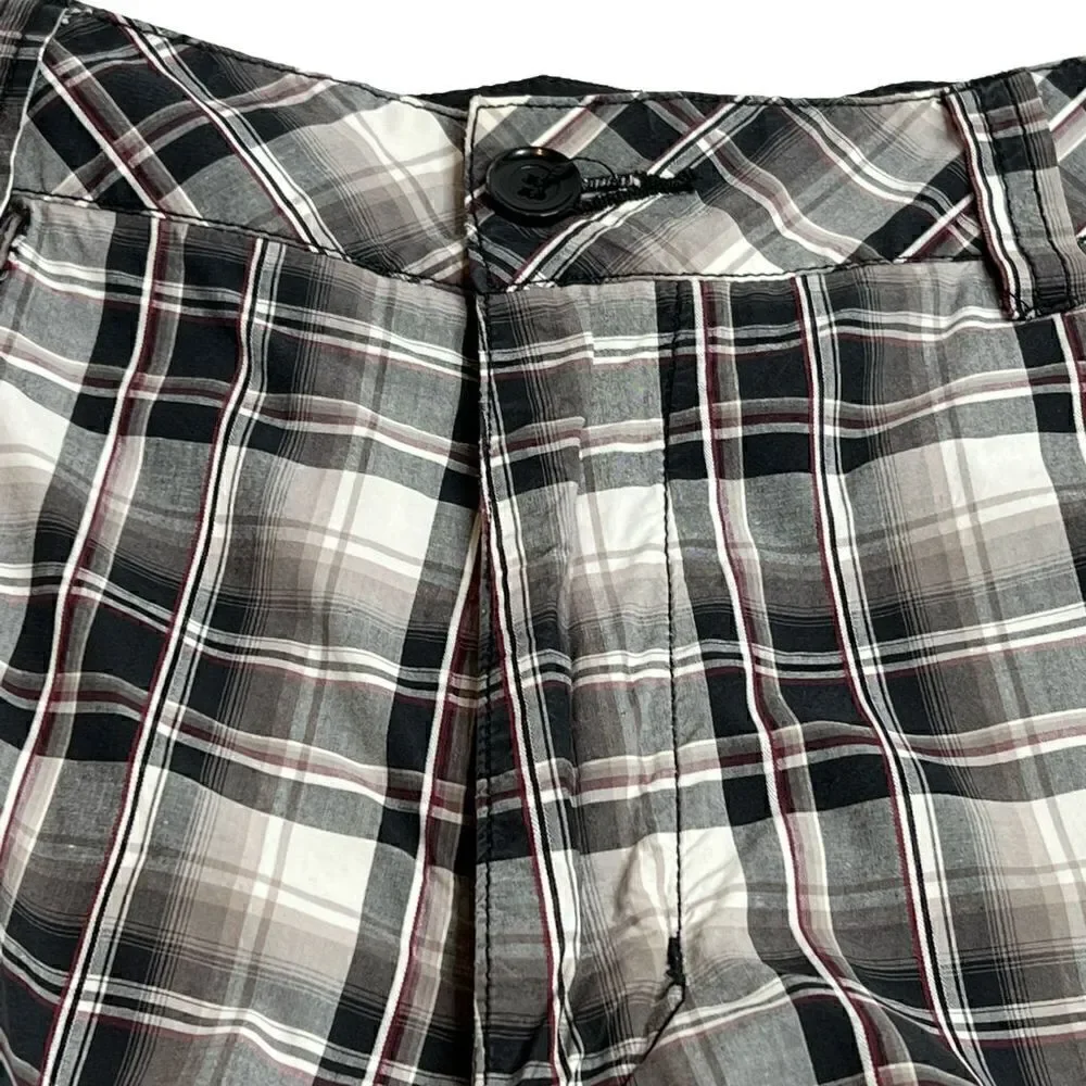 Hurley gray and purple plaid shorts size 36